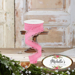 1.5" Scalloped Edge Ribbon: Pink (10 Yard)