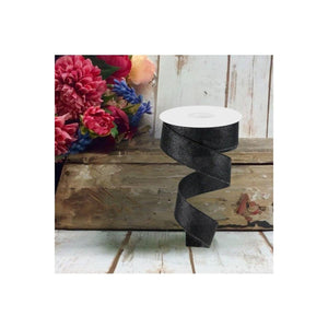 1.5" Shimmer Glitter Ribbon: Black (10 Yards)