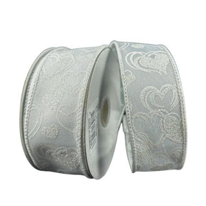 1.5" White Glitter Lisa Hearts: White (10 Yards)