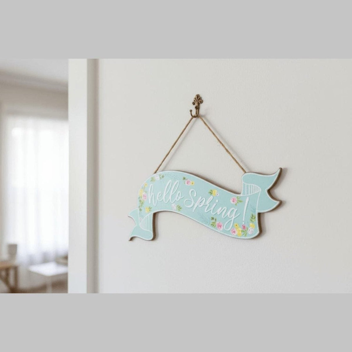 15" Wooden Banner Sign: Hello Spring