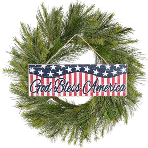 15" Wooden Sign: God Bless America (White)