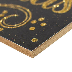 15" Wooden Sign: Merry Christmas Black/Gold