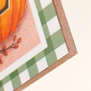 15" Wooden Sign: Welcome Pumpkins (Sage Green)