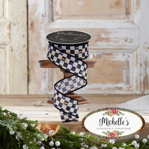 1.5in Mini Antique Checkerboard Ribbon: Black (10 Yards)
