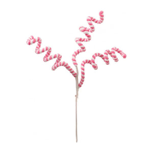 16" Peppermint Curly Chenille Pick: Pink & White
