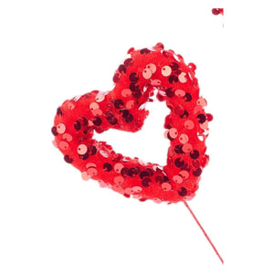 16" Sequin Hollow Heart Pick: Red