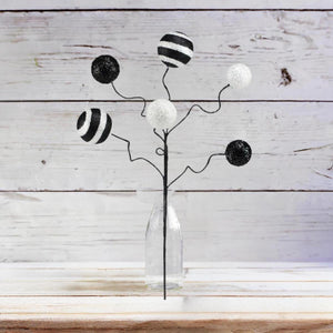 17" Glitter Ball Pick: Black & White