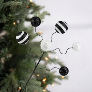 17" Glitter Ball Pick: Black & White