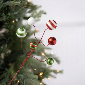 17" Glitter Ball Pick: Red/Lime/White