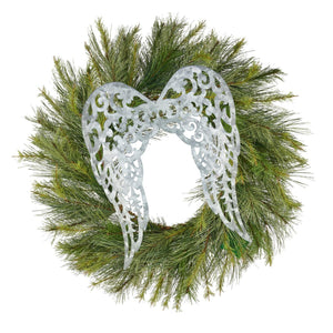 17" Metal Filigree Angel Wings: Acid Wash