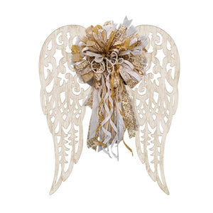 17" Metal Filigree Angel Wings: Antique Cream