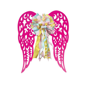 17" Metal Filigree Angel Wings: Hot Pink