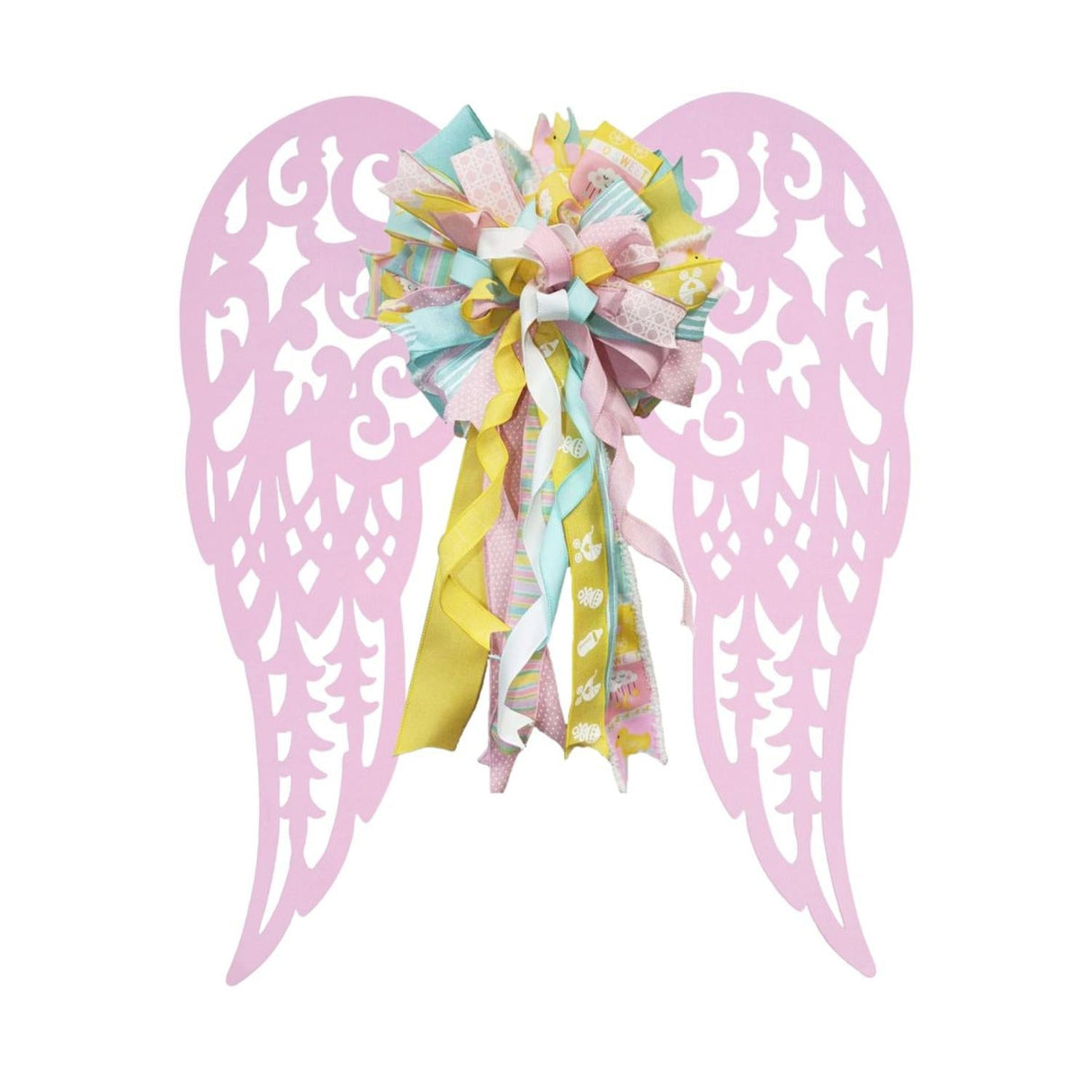 17" Metal Filigree Angel Wings: Light Pink