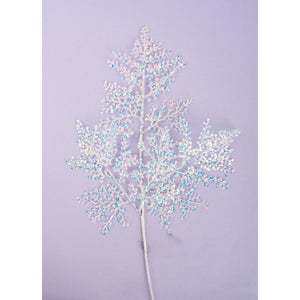 27" Glitter Metallic Fern Spray: Iridescent