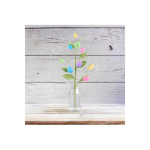 18" Iridescent Glitter Egg and Pip Leaf Spray