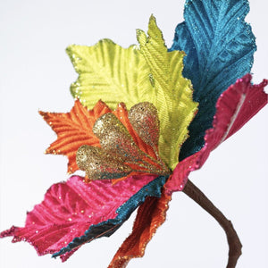 18" Pressed Velvet Poinsettia Stem: Fiesta