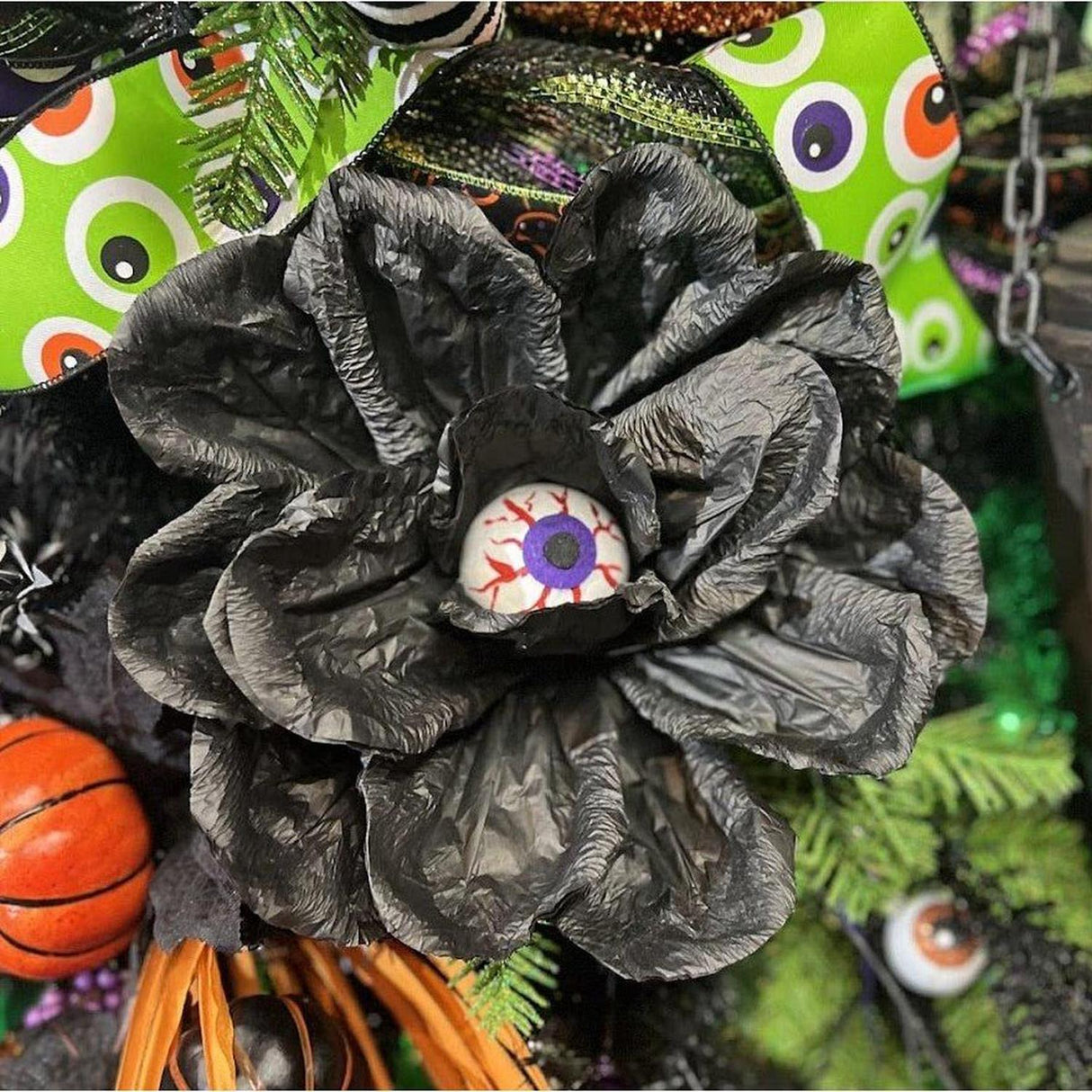19" Paper Rose Eyeball Stem: Black