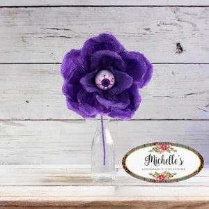 19" Paper Rose Eyeball Stem: Purple