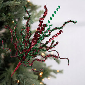 21" Sequin Tinsel Bush: Red/Green