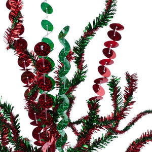 21" Sequin Tinsel Bush: Red/Green