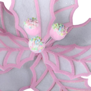 22" Confetti Poinsettia Stem: White/Pink
