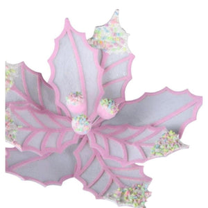 22" Confetti Poinsettia Stem: White/Pink