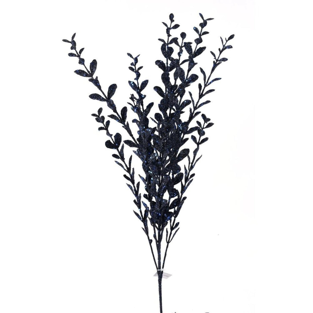 22" Glitter Boxwood Spray: Midnight Blue
