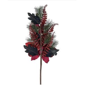 22" Merry Red Poinsettia Fern Spray