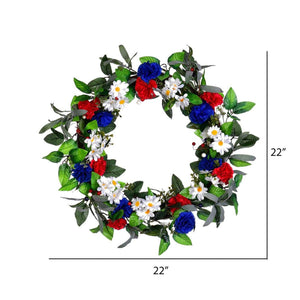 22inch Artificial Mixed Floral Patriotic Wreath