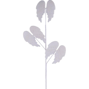 23" Felt Glitter Angel Wing Spray: White