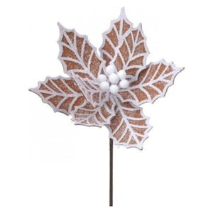 24” Gingerbread Poinsettia Stem