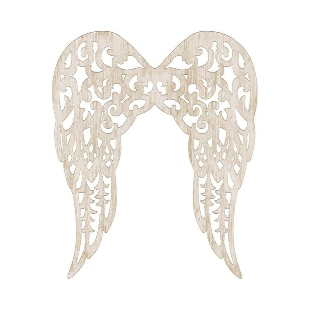 24" Metal Filigree Angel Wings: Antique Cream
