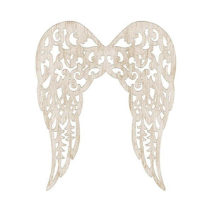 24" Metal Filigree Angel Wings: Antique Cream