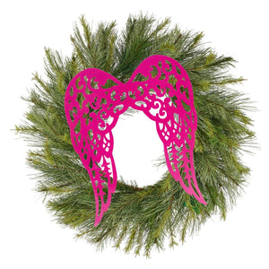 24" Metal Filigree Angel Wings: Hot Pink
