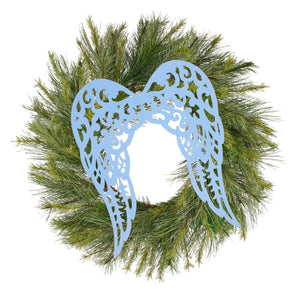 24" Metal Filigree Angel Wings: Light Blue