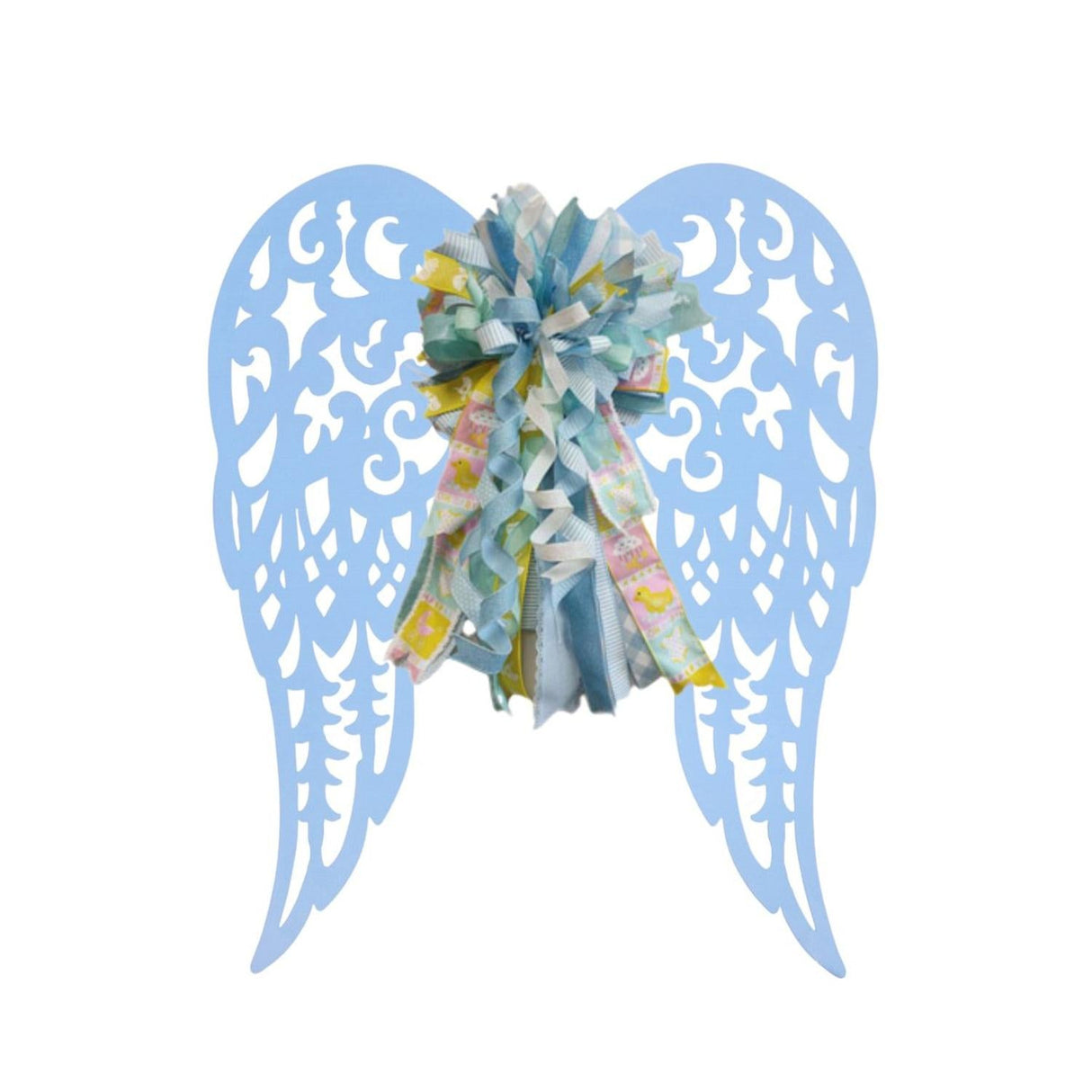 24" Metal Filigree Angel Wings: Light Blue
