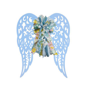 24" Metal Filigree Angel Wings: Light Blue