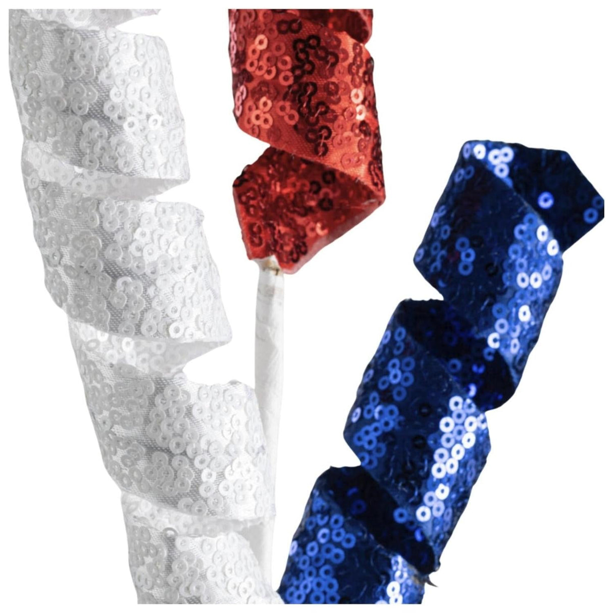 24" Sequin Frizzy Curly Spray: Patriotic