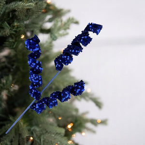 24" Sequin & Velvet Curly Spray: Midnight Blue