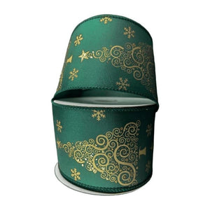 2.5" Abstract Christmas Tree Ribbon: Hunter Green (10 Yards)