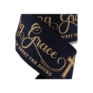 2.5" Amazing Grace Ribbon: Black & Gold (10 Yards)