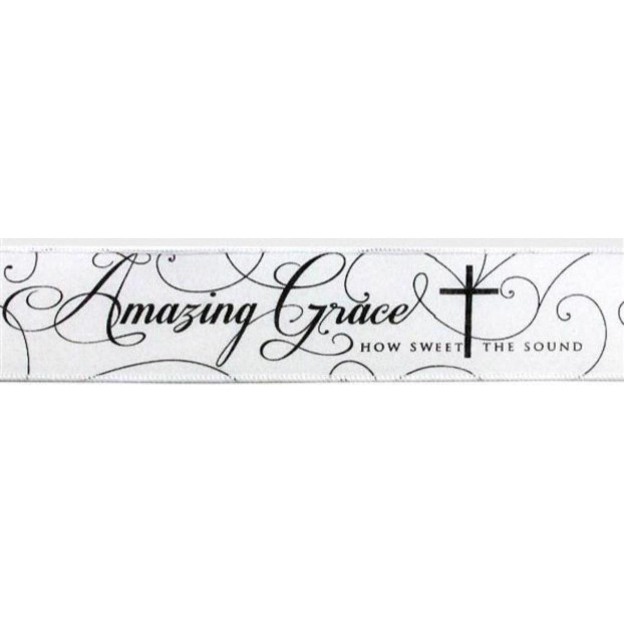 2.5" Amazing Grace Ribbon: White & Black (10 Yards)