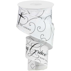 2.5" Amazing Grace Ribbon: White & Black (10 Yards)
