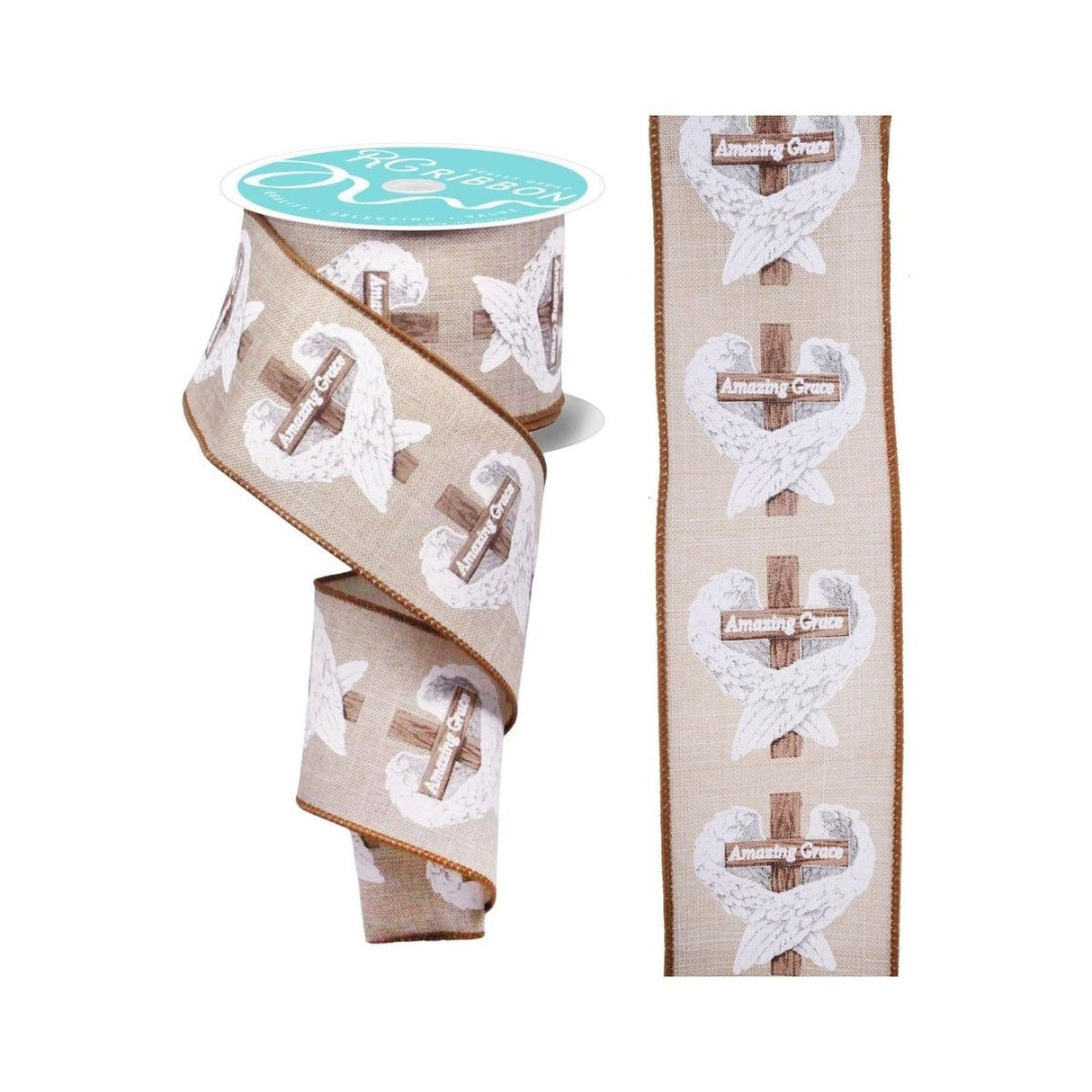 2.5" Amazing Grace Wings Ribbon: Natural (10 Yards)