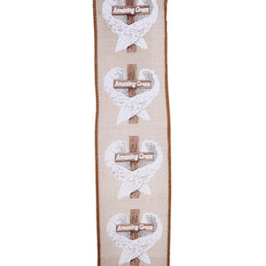 2.5" Amazing Grace Wings Ribbon: Natural (10 Yards)