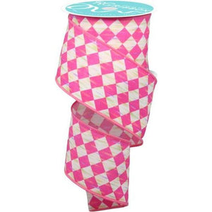 2.5" Antique Diamond Ribbon: Hot Pink (10 Yards)