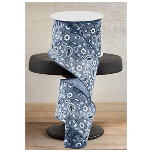 2.5" Bandana Ribbon: Denim Black Blue  (10 Yards)