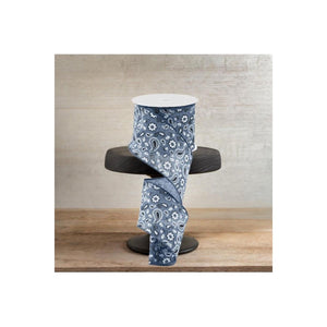 2.5" Bandana Ribbon: Denim Black Blue  (10 Yards)