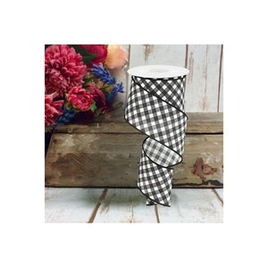 2.5" Bias Gingham Ribbon: Black & White (10 Yards)