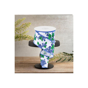 2.5" Blueberry Ribbon: White (10 Yards)